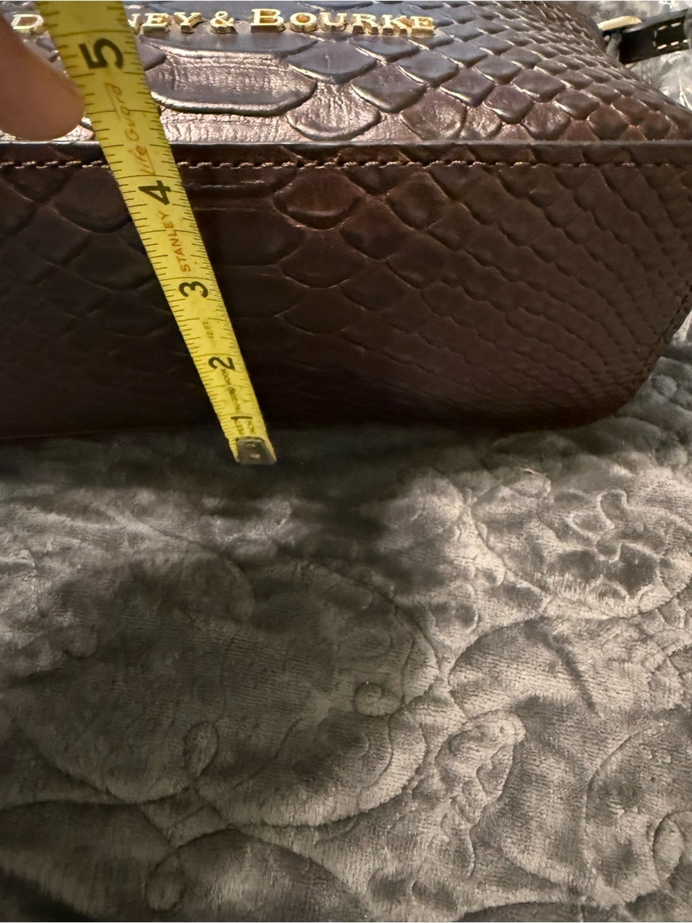 Dooney & Bourke Dark Brown Embossed Snake-Effect Crossbody - Picture 12 of 16